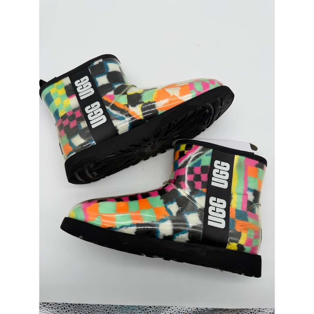 UGG Classic Clear Mini Checks Waterproof Boots Multi Color Womens 8